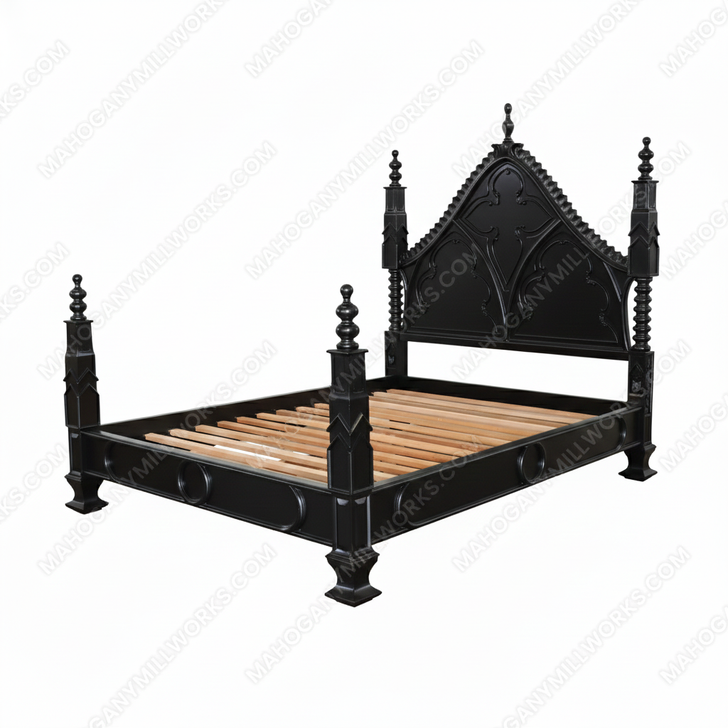 Custom Black Gothic Queen Empire Bed
