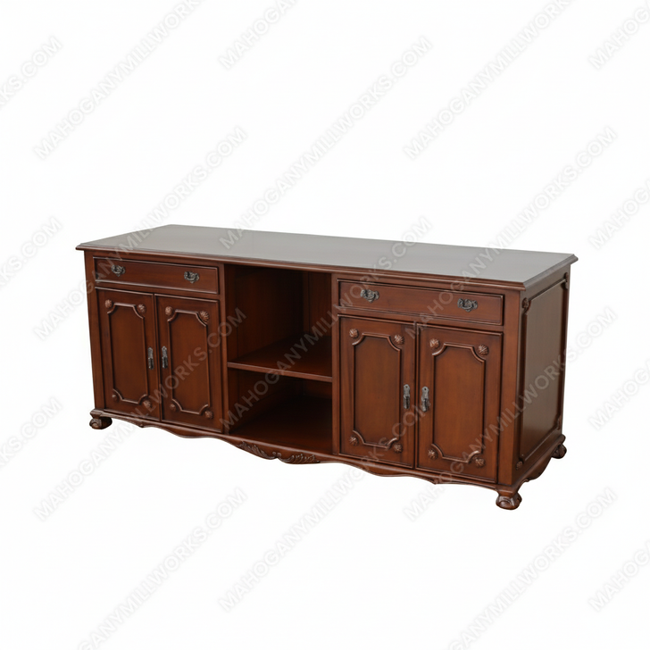 Custom Mahogany Chippendale Sideboard Cabinet