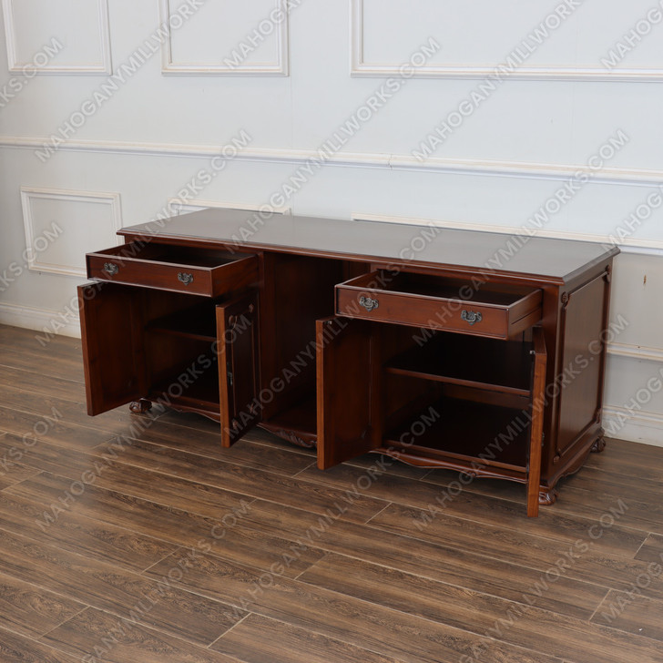 Custom Mahogany Chippendale Sideboard Cabinet