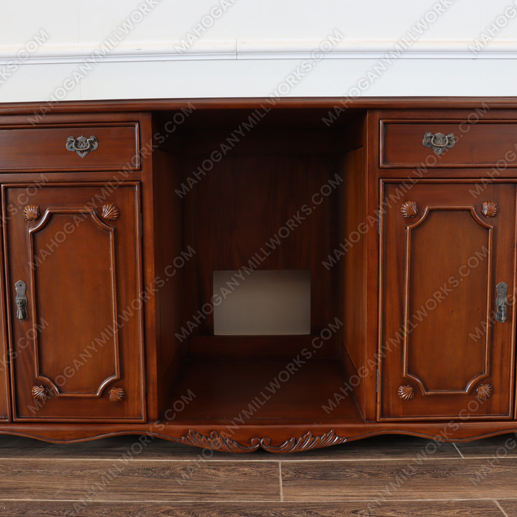 Custom Mahogany Chippendale Sideboard Cabinet