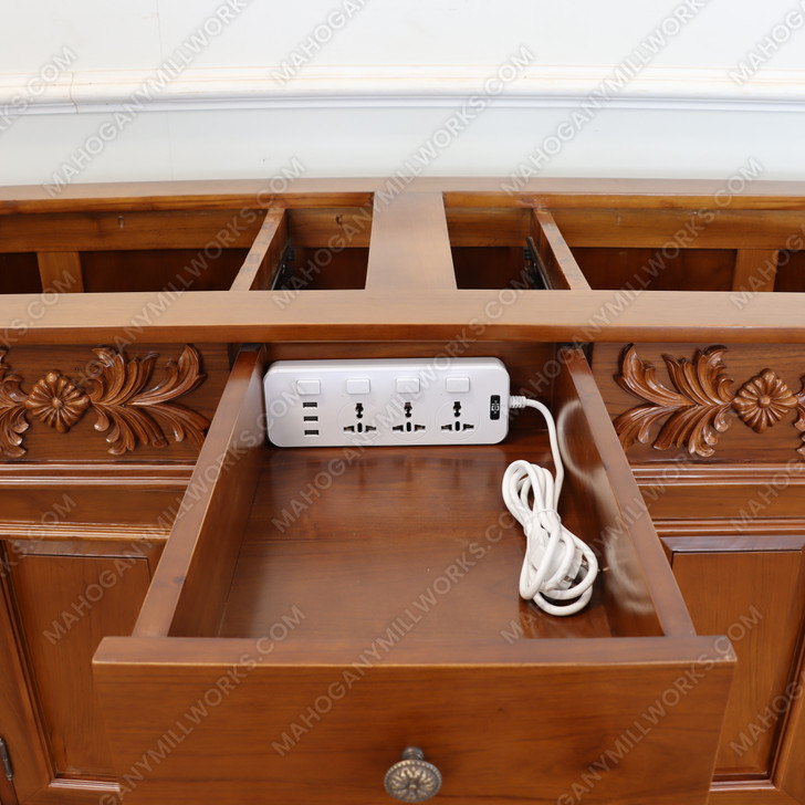 72" Custom Teak 2-Sink Bathroom Vanity