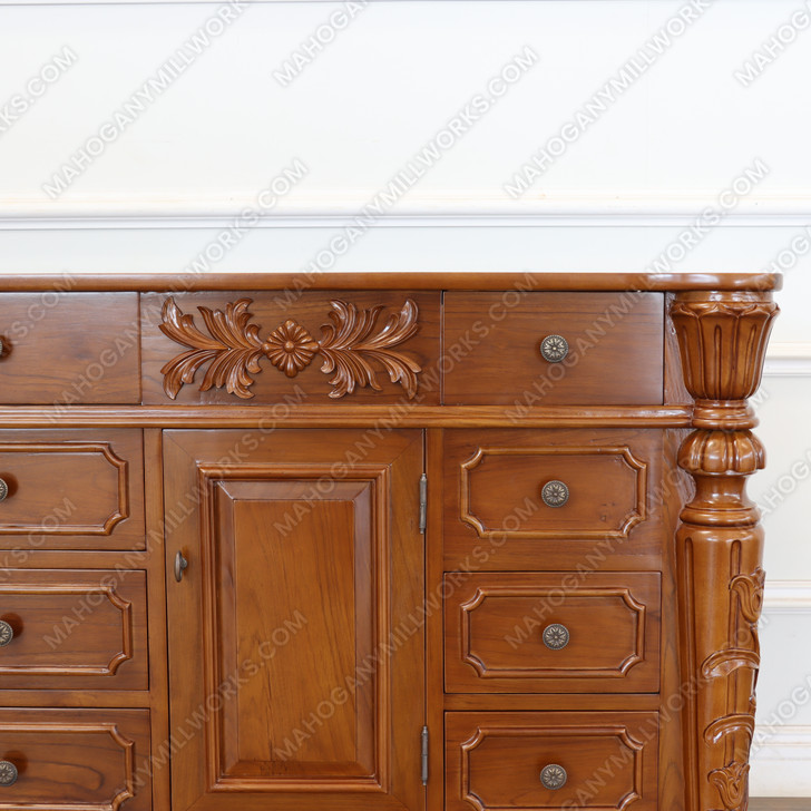 72" Custom Teak 2-Sink Bathroom Vanity