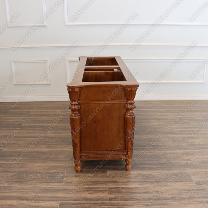 72" Custom Teak 2-Sink Bathroom Vanity