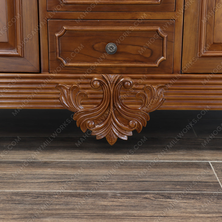 72" Custom Teak 2-Sink Bathroom Vanity