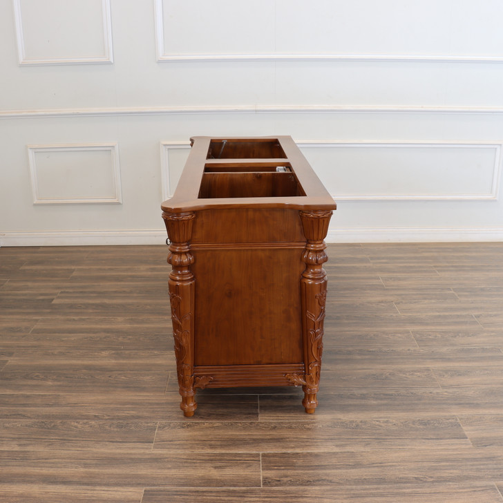 72" Custom Teak 2-Sink Bathroom Vanity