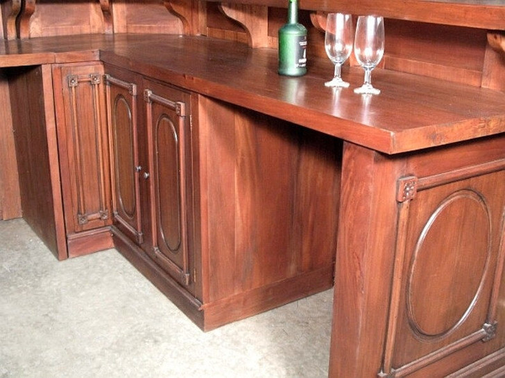 11ft Custom Mahogany Corner Bar w/ Stained Glass