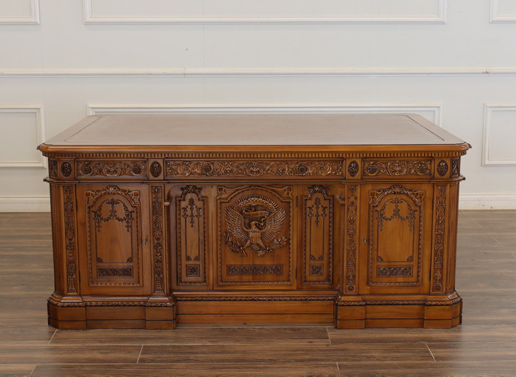 Teak Oval Office Resolute Desk Replica