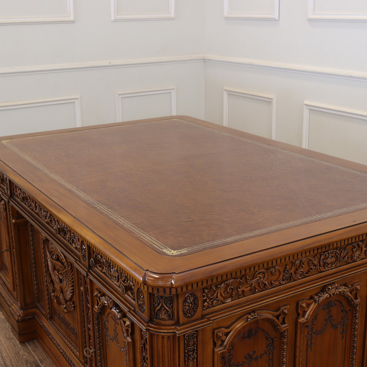 Teak Oval Office Resolute Desk Replica
