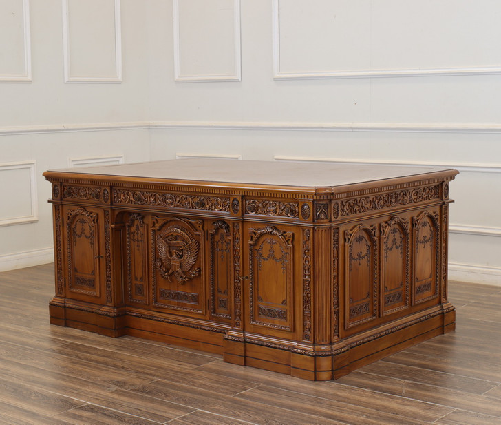 Teak Oval Office Resolute Desk Replica