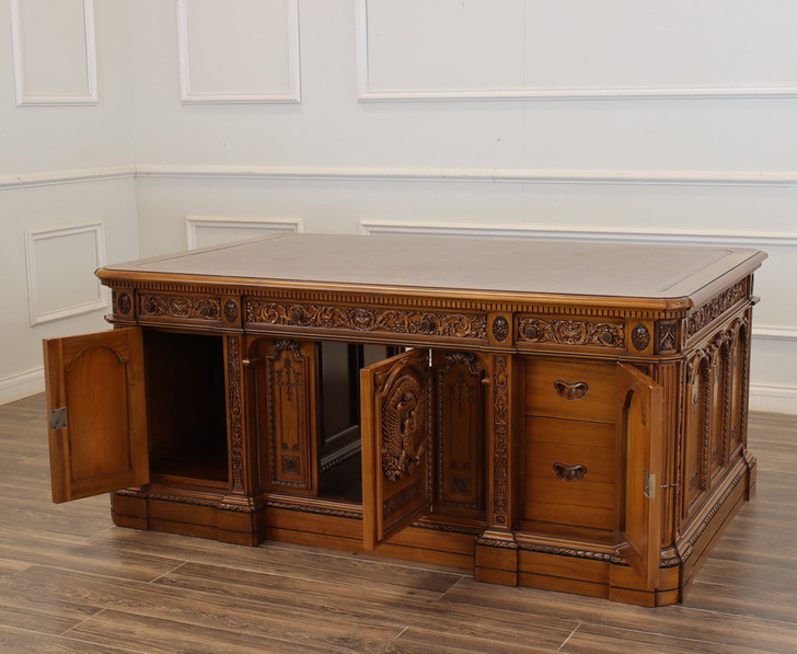 Teak Oval Office Resolute Desk Replica