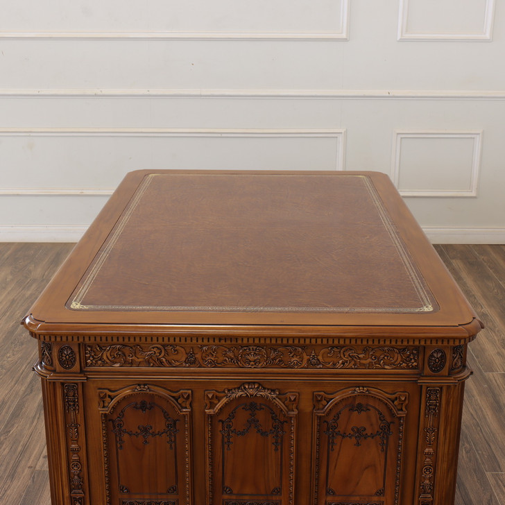 Teak Oval Office Resolute Desk Replica