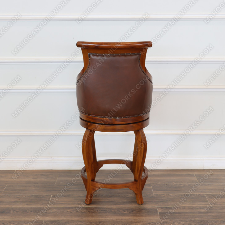 Pecan Genuine Leather  Swivel Barstools (2)