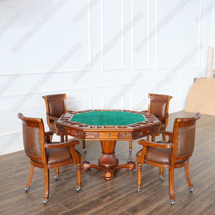 5pc Mahogany Poker/Game Table Set