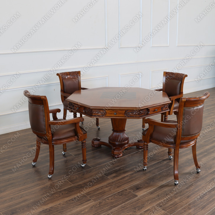 5pc Mahogany Poker/Game Table Set