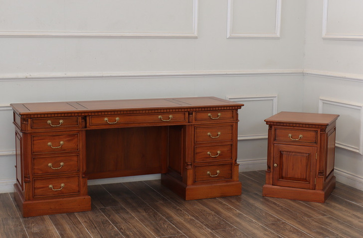 72" Custom mahogany double pedestal credenza desk