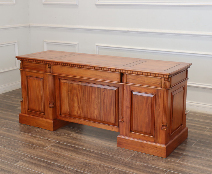 72" Custom mahogany double pedestal credenza desk