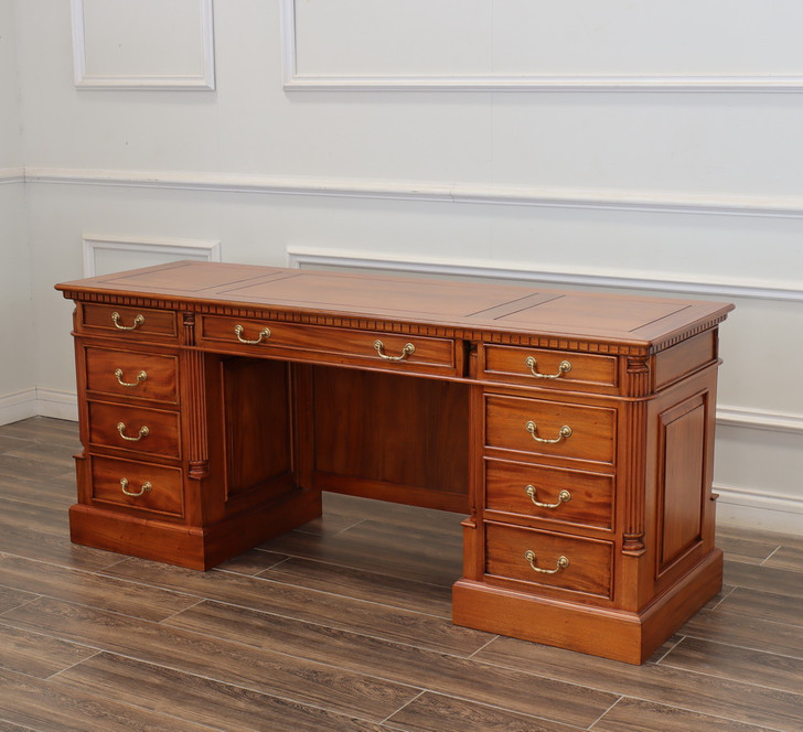 72" Custom mahogany double pedestal credenza desk