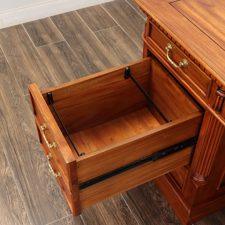 72" Custom mahogany double pedestal credenza desk