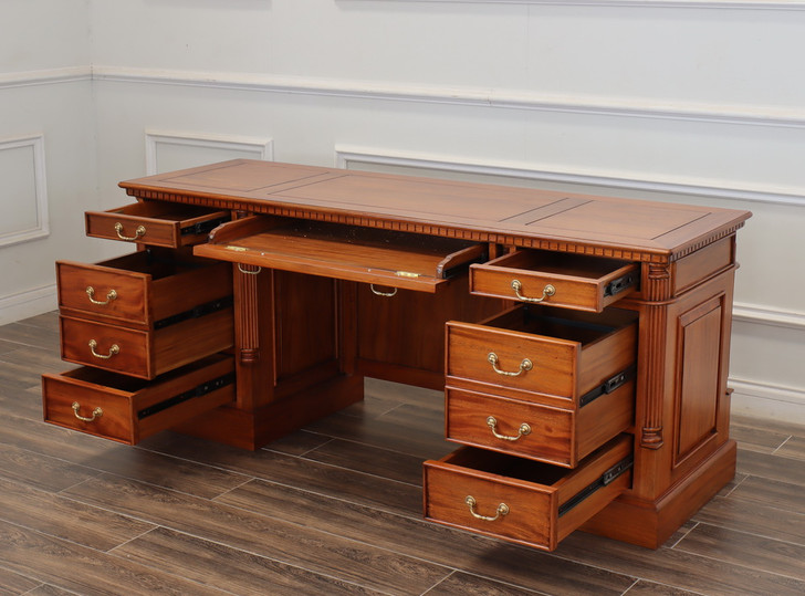 72" Custom mahogany double pedestal credenza desk