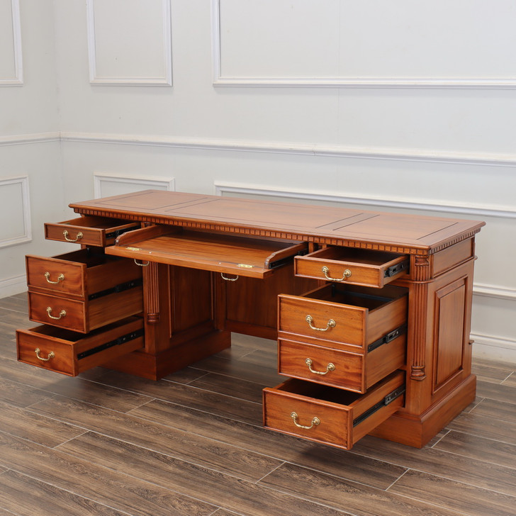 72" Custom mahogany double pedestal credenza desk