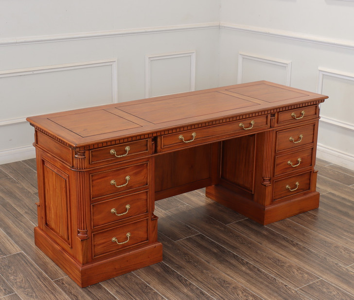 72" Custom mahogany double pedestal credenza desk