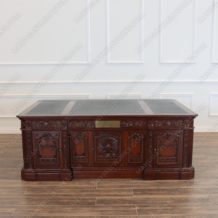 7ft Solid Mahogany President's Oval Office Resolute Desk Walnut PU Finish