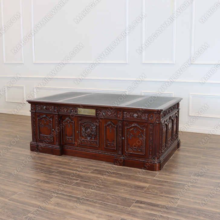 7ft Solid Mahogany President's Oval Office Resolute Desk Walnut PU Finish