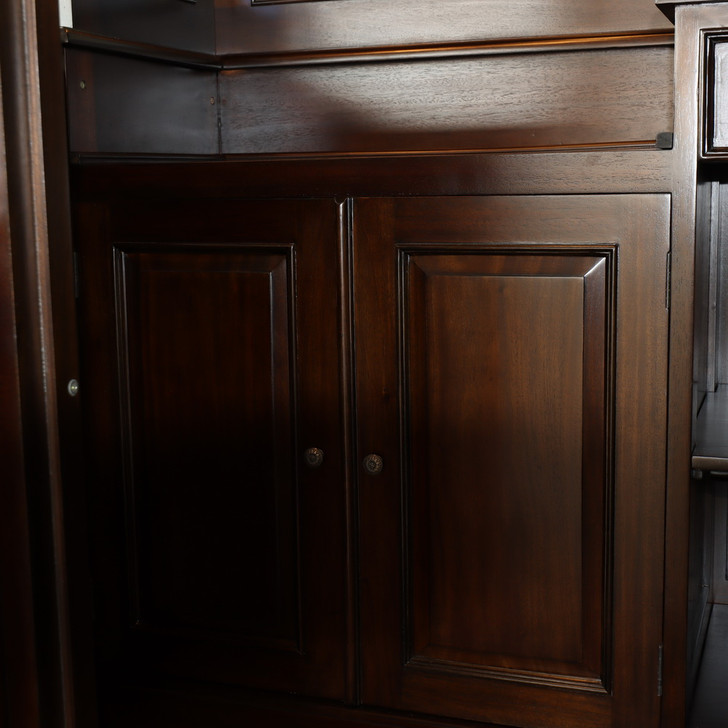 Dark Mahogany Walk-in Canopy Pub Bar w/ Stained Glass Ceiling