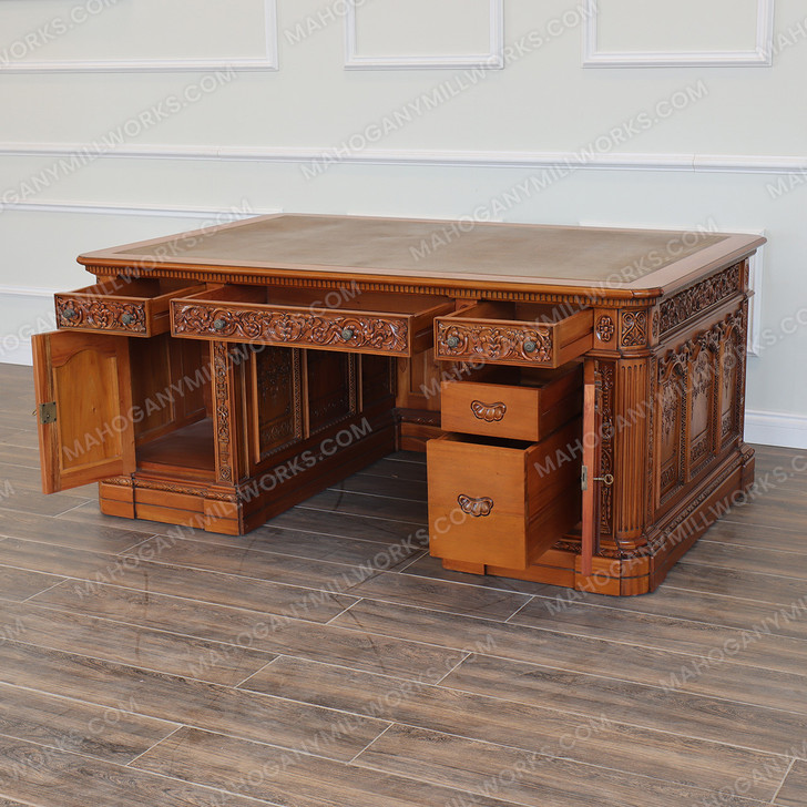 6ft Natural Mahogany Presidential Resolute Office Desk