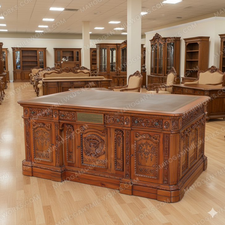 6ft Natural Mahogany Presidential Resolute Office Desk