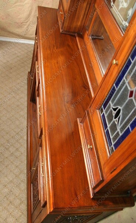 Custom Distressed Canopy Pub Bar w/ Stained Glass