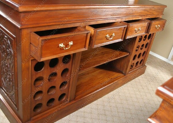 Custom Distressed Canopy Pub Bar w/ Stained Glass