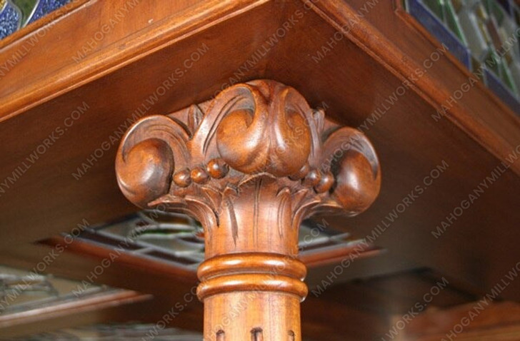 Custom Distressed Canopy Pub Bar w/ Stained Glass