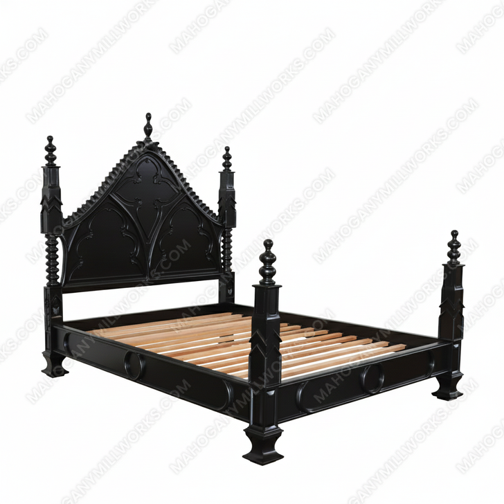 Custom Black Gothic King Empire Bed