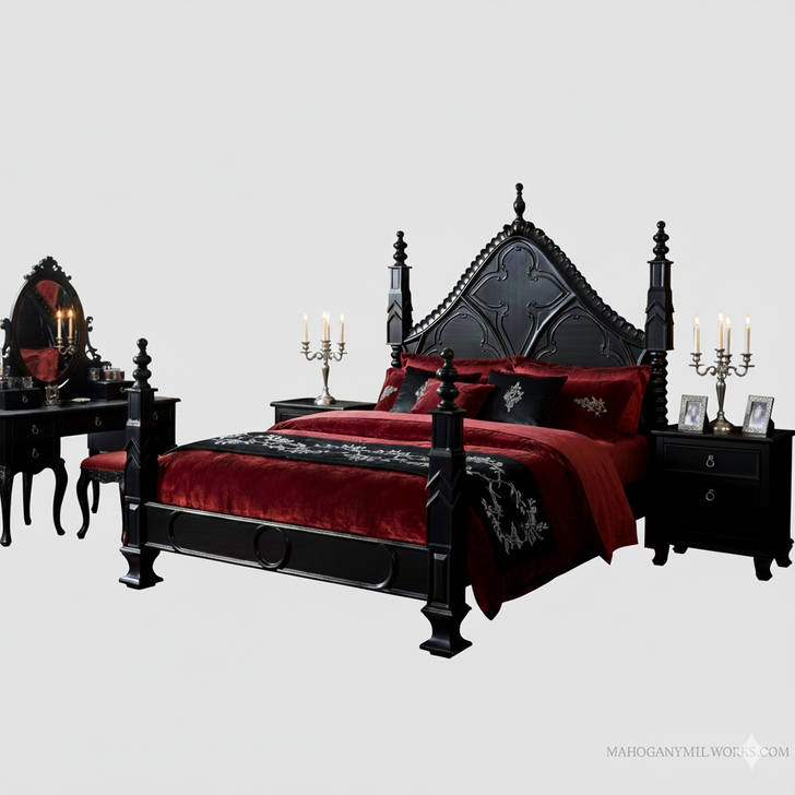 Custom Black Gothic King Empire Bed