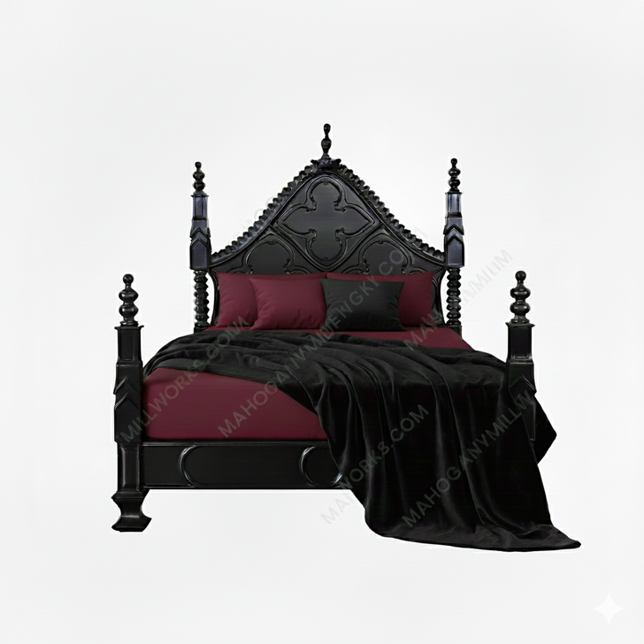 Custom Black Gothic King Empire Bed