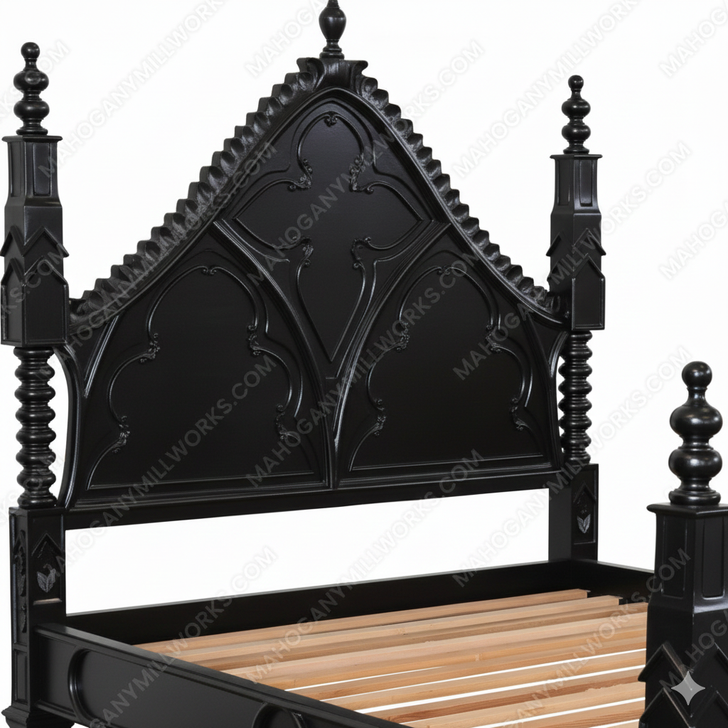 Custom Black Gothic King Empire Bed