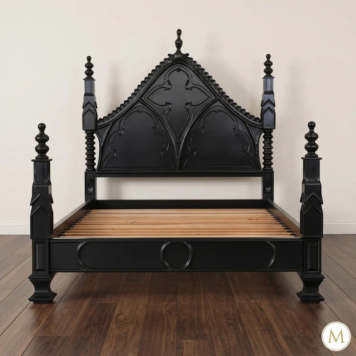 Mahogany Black Gothic Empire Bed