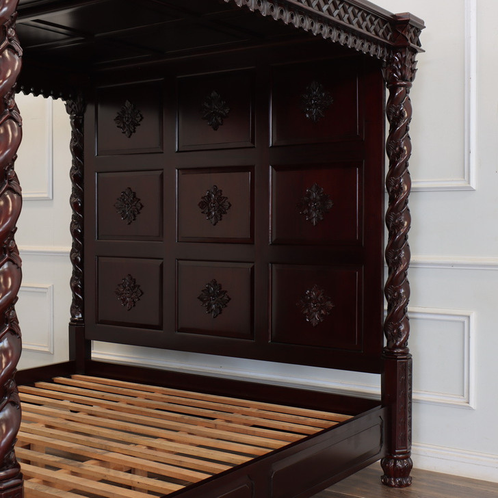 Dark Mahogany Four-Post Canopy King Bed