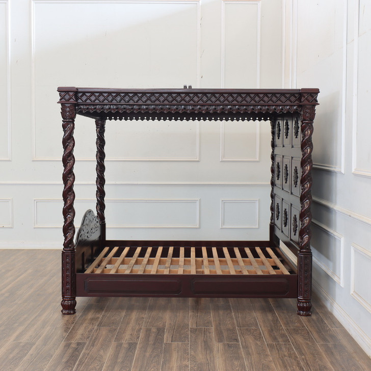 Dark Mahogany Four-Post Canopy King Bed