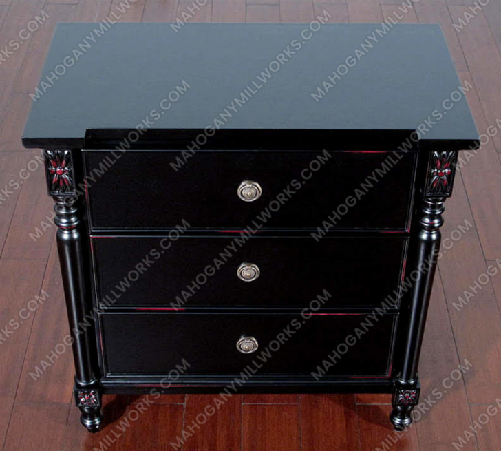 Black 3-Drawer Nightstand w/ Red Undertones