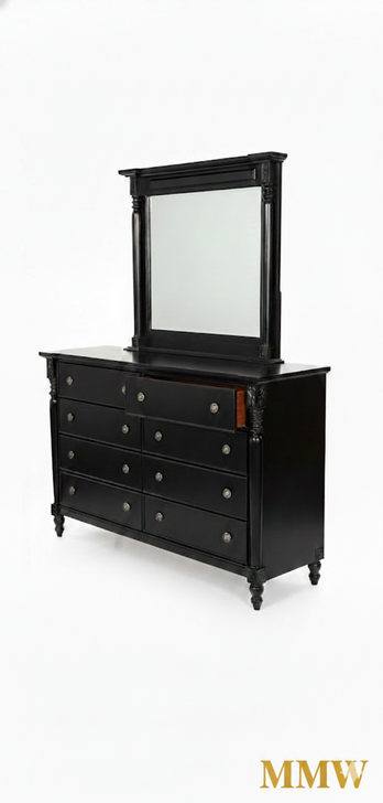 Black w/ Red Undertones 8 Drawer Dresser Base