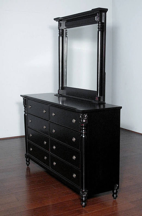 Black w/ Red Undertones 8 Drawer Dresser Base