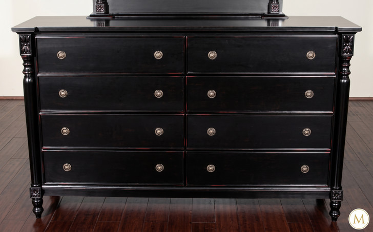 Black w/ Red Undertones 8 Drawer Dresser Base