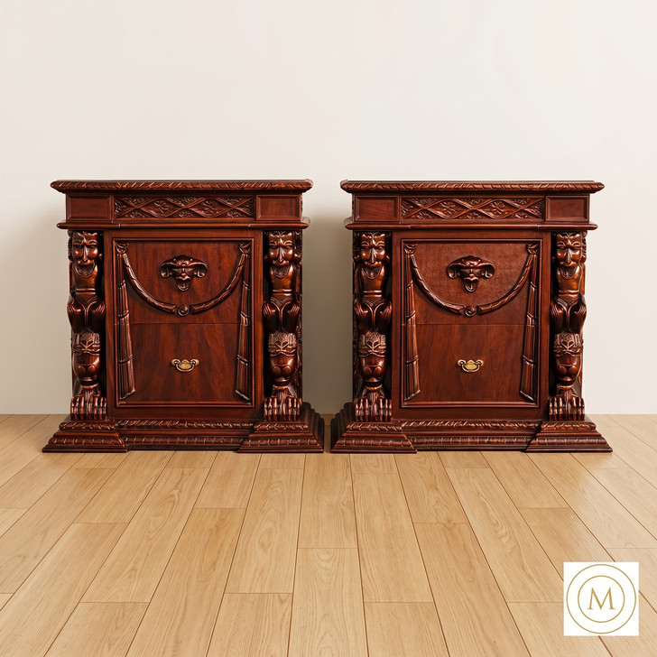 Large Gothic Ornate Hand Carved Bed (several finish options)