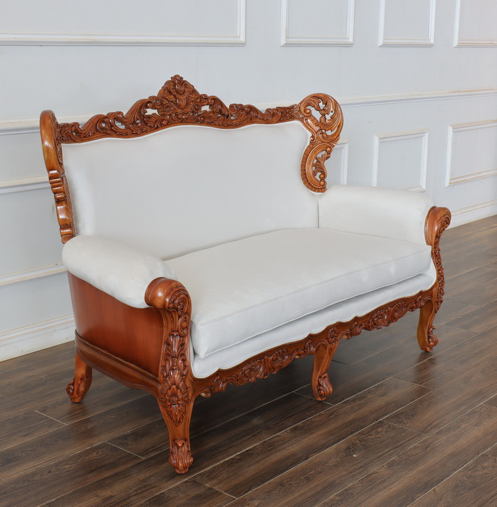 Mahogany Gothic Loveseat with Wooden Back