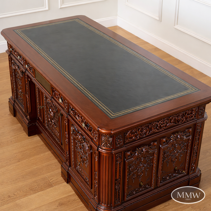 6ft Natural Mahogany Resolute Desk w/ Leather Top (72" X 36")