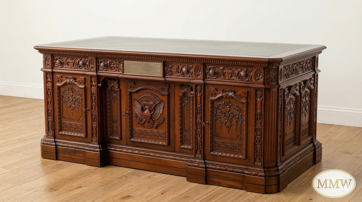 6ft Natural Mahogany Resolute Desk w/ Leather Top (72" X 36")