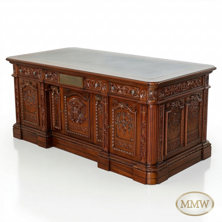 6ft Natural Mahogany Resolute Desk w/ Leather Top (72" X 36")