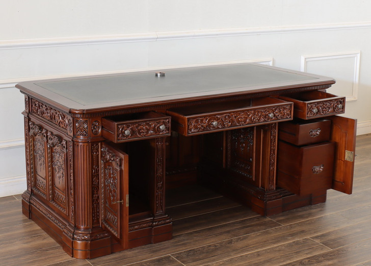 6ft Natural Mahogany Resolute Desk w/ Leather Top (72" X 36")